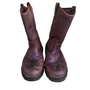 Georgia Boot Wellington Waterproof Dark Brown Leather Men's Boots 9.5.